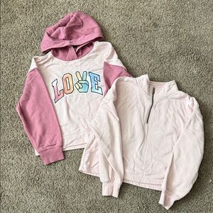 Old Navy Pink LOVE Hoodie and Quarter Zip Duo